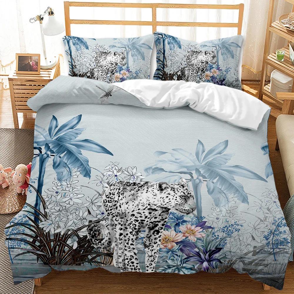 Reactive Print Fierce Animal Lion Panther Series Duvet Cover Sets US CalifKing Queen Size Bedding Sets 3 Pcs Dropship Wholesale