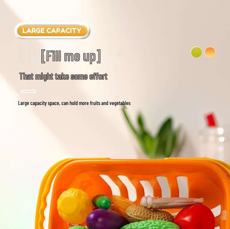Cross-Border Kids' Fruit Cutting Toy Set: Simulation Veggie & Fruit Basket with Role-Playing Pizza Kitchenware for Boys & Girls