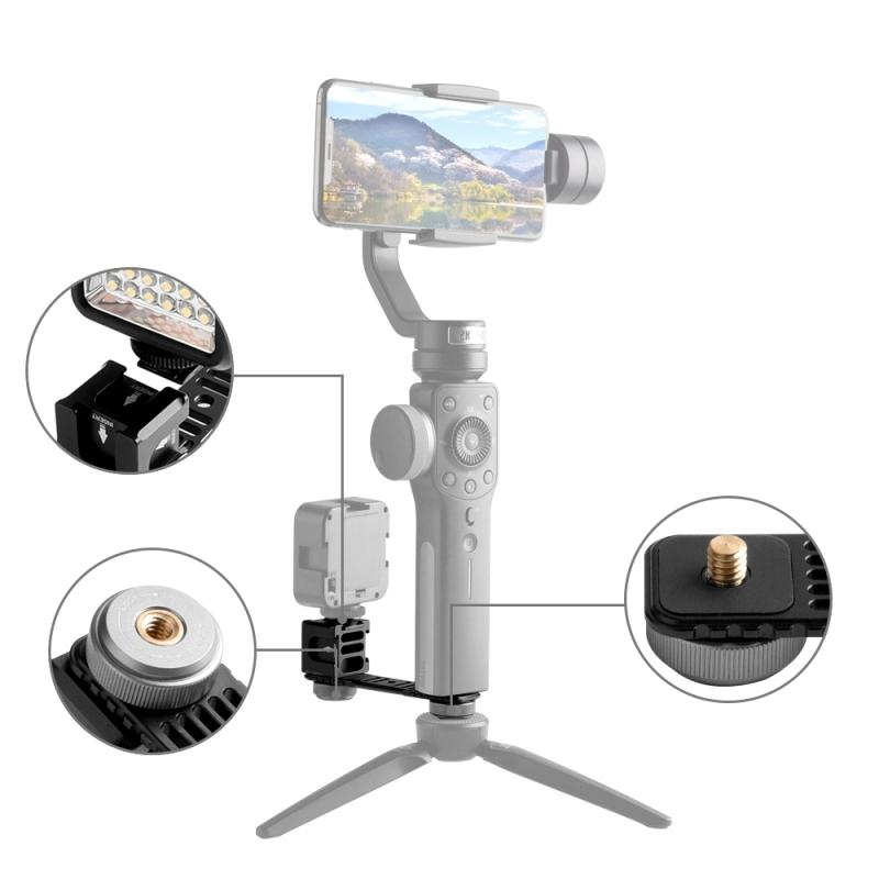 4-Head Cold Hot Shoe Mount Adapter Microphone H Light Aluminum Alloy Extension Bracket for Mobile 2/Smooth 4 Gimbal