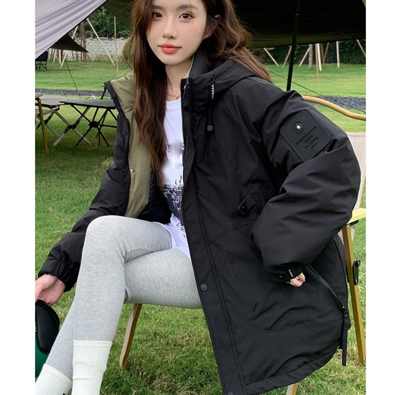 Mode Verdickte Warme Outdoorjacke Damen Herbst Winter Kapuze Reißverschluss Tasche Parkas Mäntel Lässig Winddicht Oberbekleidung