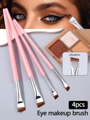 4 Stück multifunktionaler Eyeliner-Pinsel, abgewinkelter Augenbrauenpinsel, Detailpinsel für Augen-Make-up, Unteraugenpinsel, professioneller Make-up-Pinsel