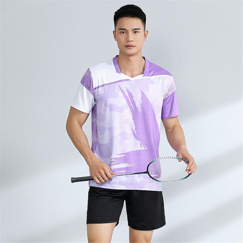Unisex Badminton Sport Set Short Sleeve Top Shorts Men Women Kids Athletic Wear