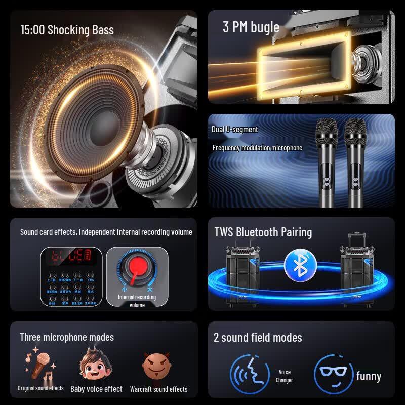 SAST SA-165 15-inch High-Power Portable Bluetooth Trolley Speaker (CN Version)
