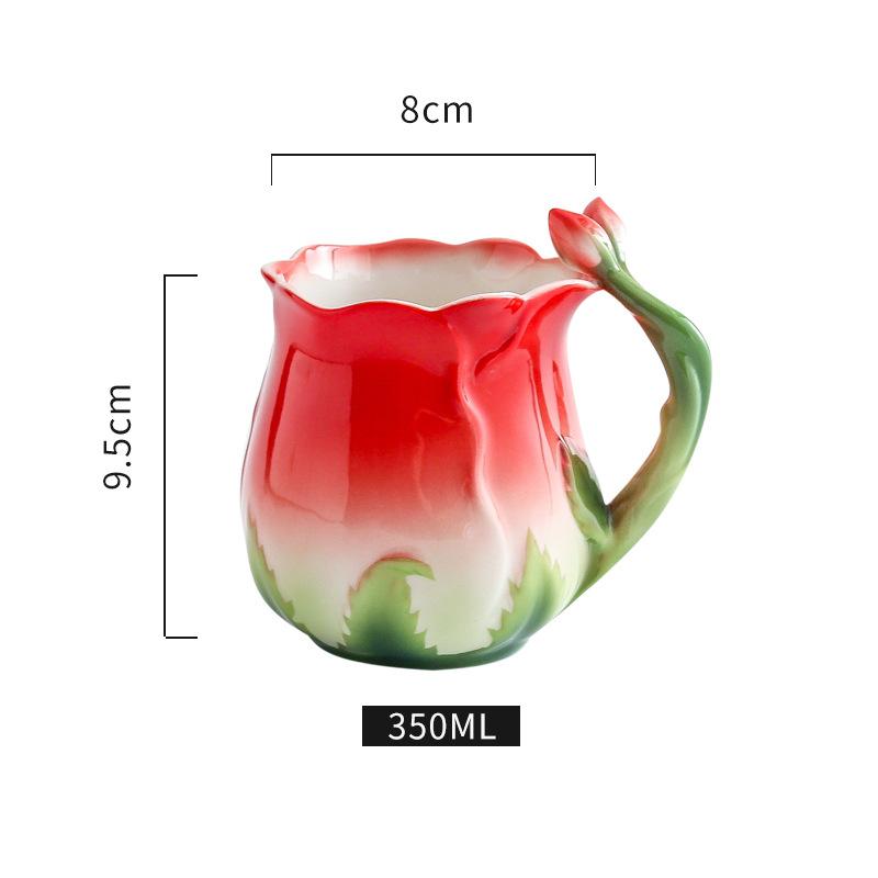 Rose Ceramic Mug Porcelain Mug Simulated Flower Shape Tea Set Petaled Teapot Butterfly Bud Cup Coffee Cups Cups and Mugs Set