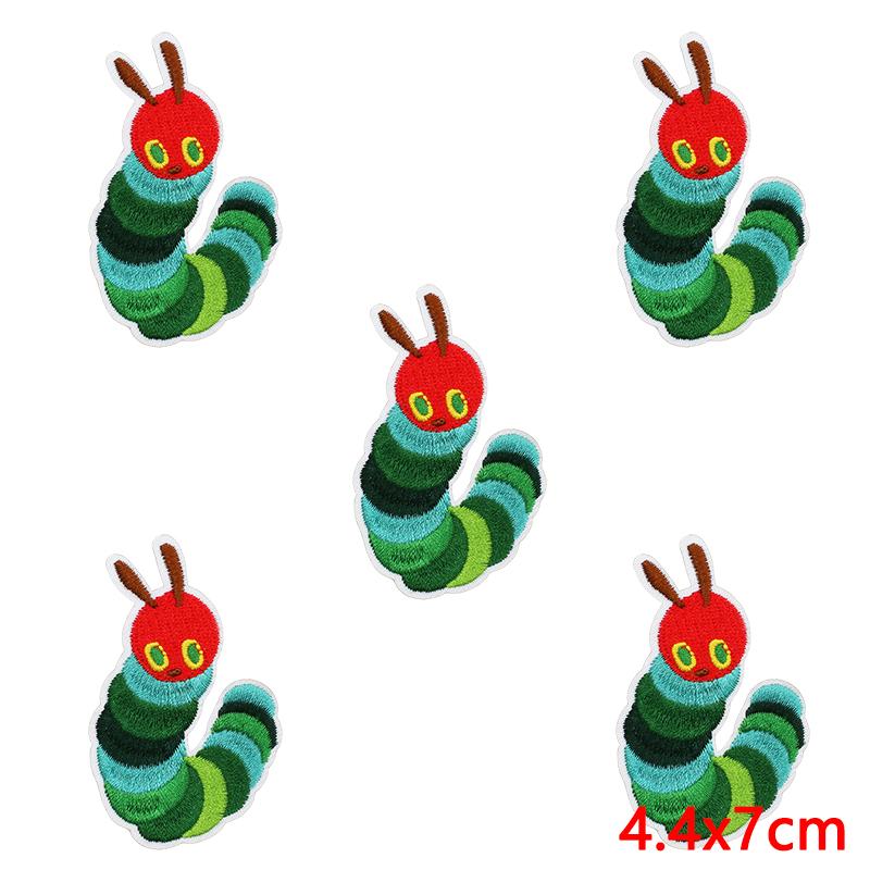 

10pcs Wholesale Cartoon Embroidered Patches Caterpillar Apple Patch Iron On Patches For Clothing Thermoadhesive Patches Badges