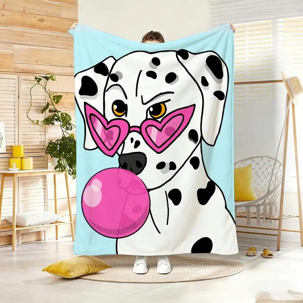 Illustration D-Dalmatian Throw Soft Warm Throw Blanket for Bedroom Living Room Bed Travel Camping Picnic Gift