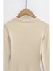 Women's Spicy Girl Round Neck Long Sleeve Yoga Tee - Slim Fit, Solid Color, Elastic Base Layer