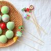 100PCS Disposable Cocktails Picks, Natural Bamboo Stick, with Beach Fruits Palm Trees Decoration, Fruit Picks for Parties And Picnic Plating
