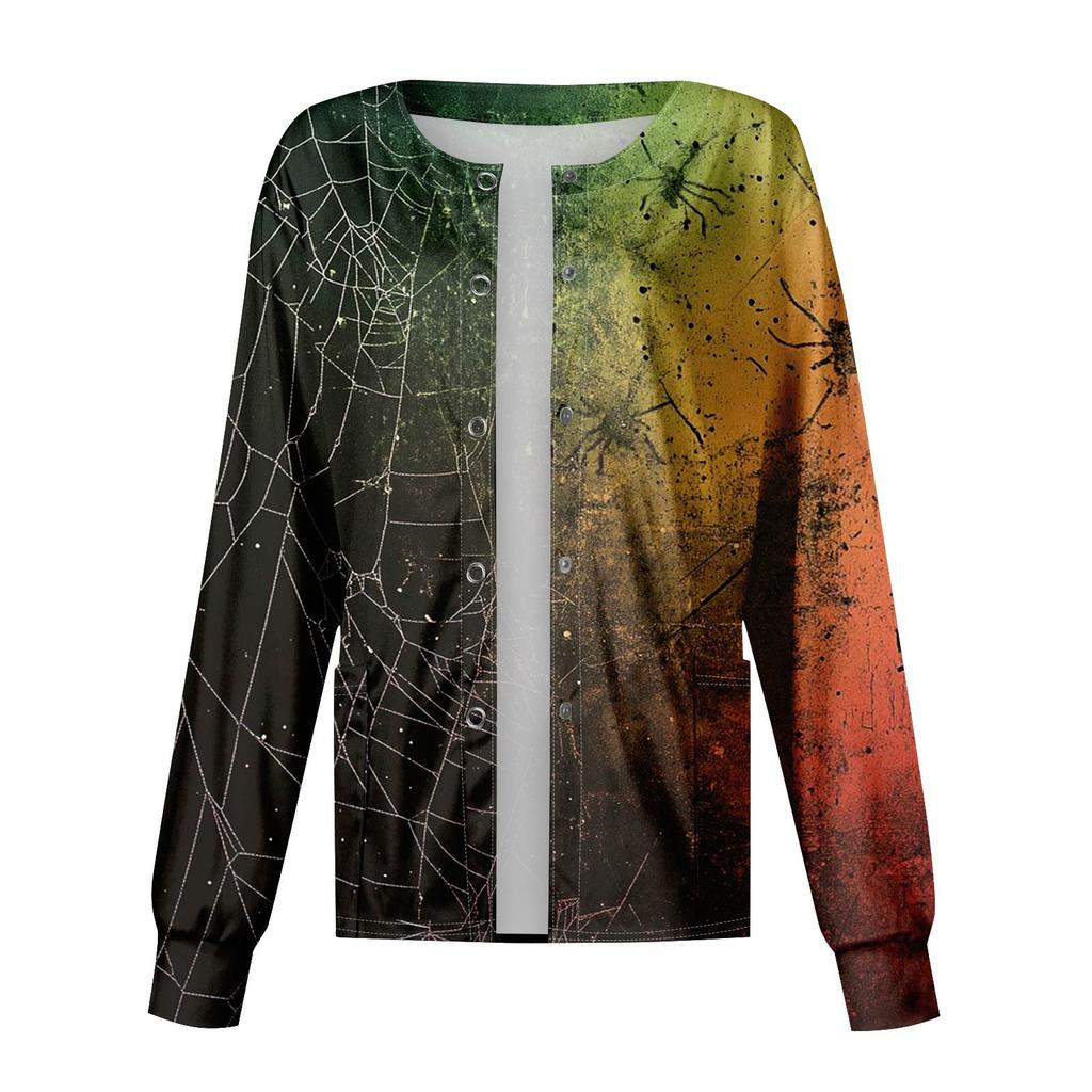 Dámské ležérní oblečení s dlouhým rukávem, jednořadové halloweenské oblečení s potiskem Cardigan Top oblečení Uniformy
