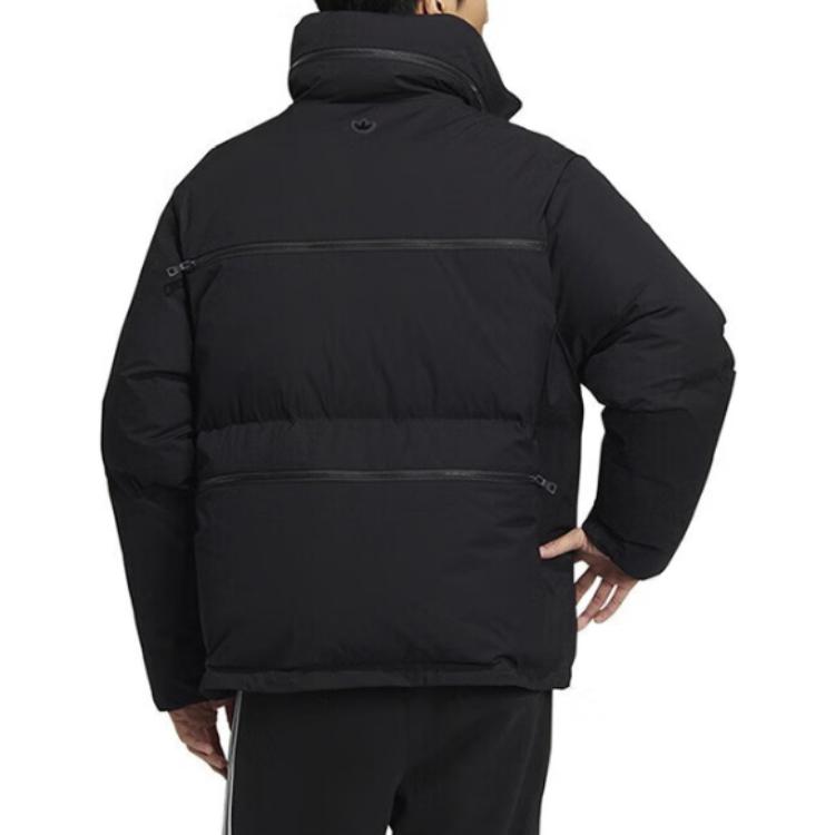 adidas Originals Trefoil Premium Down Embroidered Logo Zip Collar Goose Down Jacket Men Outerwear Black HS7280