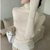 Piled Collar Solid Color All-match Knitted Sweater Women's Autumn and Winter Western-style Slim-fit Coat Inner Knitted Base Shirt