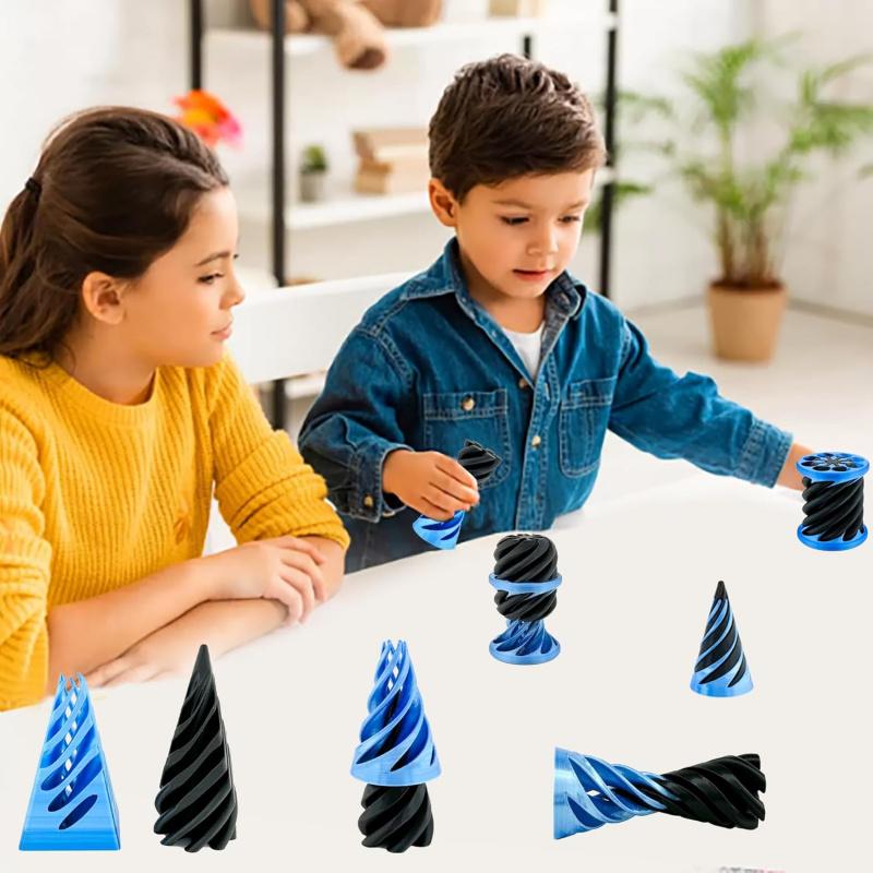 3-Pack Impossible Spiral Cone Stress Relief Toy 3D-Printed Vortex Line Pyramid Illusion Toy Desktop Stress Relief Ornament