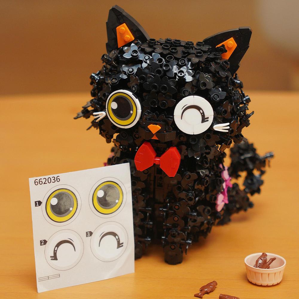 Black Cat Building Blocks Set Cute Pet Animal Model Micro Brick Diy Kit For Adults Creative Home Decor Gift Collectible Toy