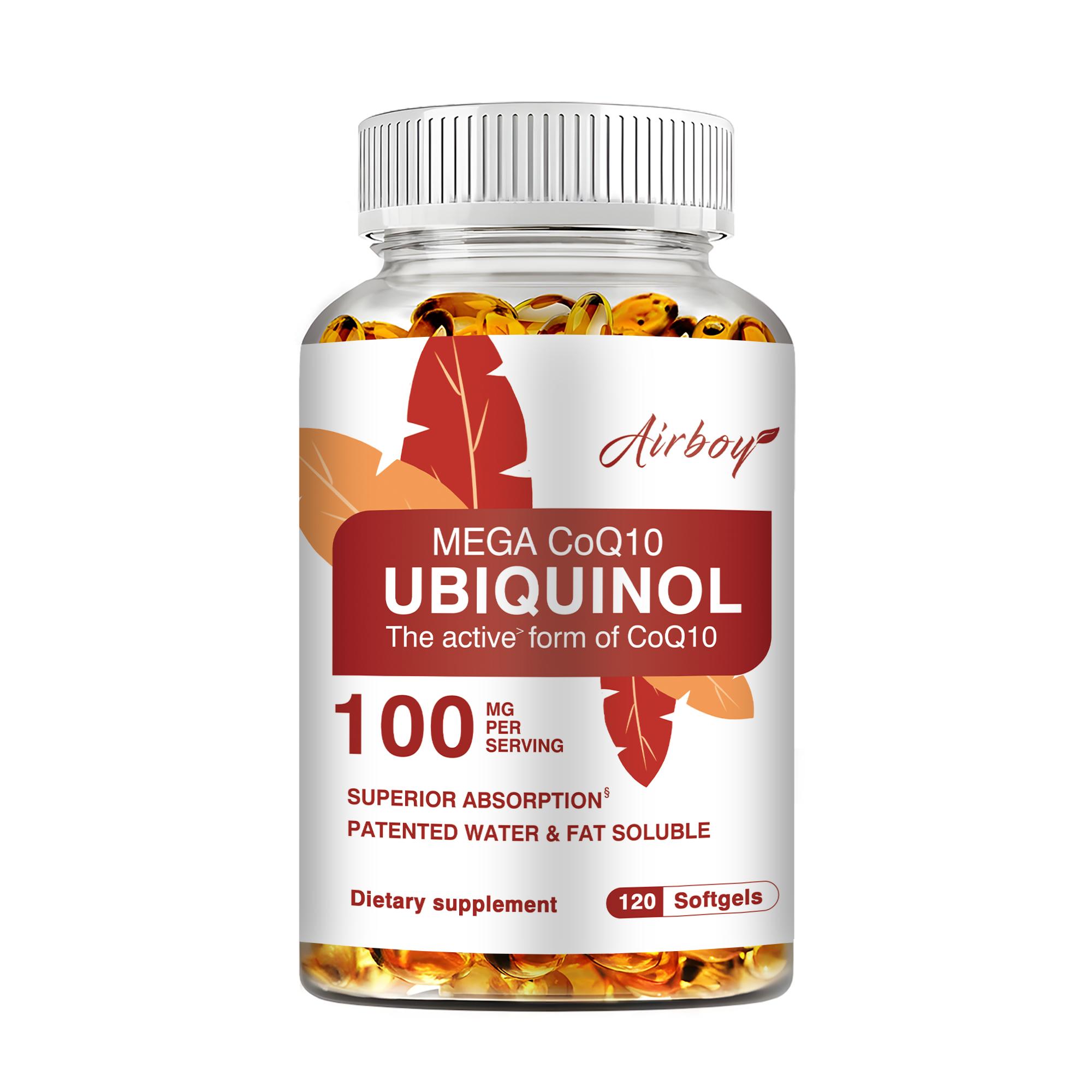 

Medium-chain triglyceride oil capsules, containing panthenol and coenzyme Q10 extract, 100 mg, suitable for adults. 120