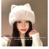Women Winter Knit Hat With Cute Cat Ears Thick Warm Ear Protection
