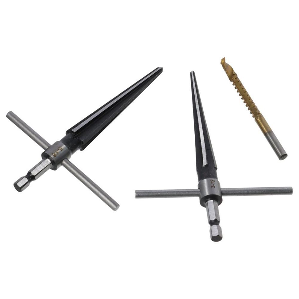 1Set Durable 3-13mm Hand Reamer Tool 5-16mm HSS Tapered Reamer Set Sliver Handle Tapered Reamers Drill