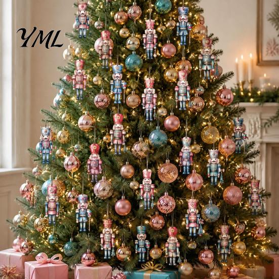 Christmas Fireplace Ornament 12/24/36Pcs Nutcracker Wooden Ornaments, Watercolor Soldier Hanging Decoration Decorative Set for Tree, Holiday