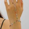 Pulsera Anillo de Cristal Grande Dorado Para Mujeres Cadena de Muñeca Joyería Cadena de Dorso de Mano