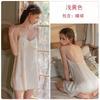DZ Ruiruo Hot Deep V Low-cut Temptation Halter Three-dimensional Bow Pure Desire Suspender Nightdress Robe Set W1881