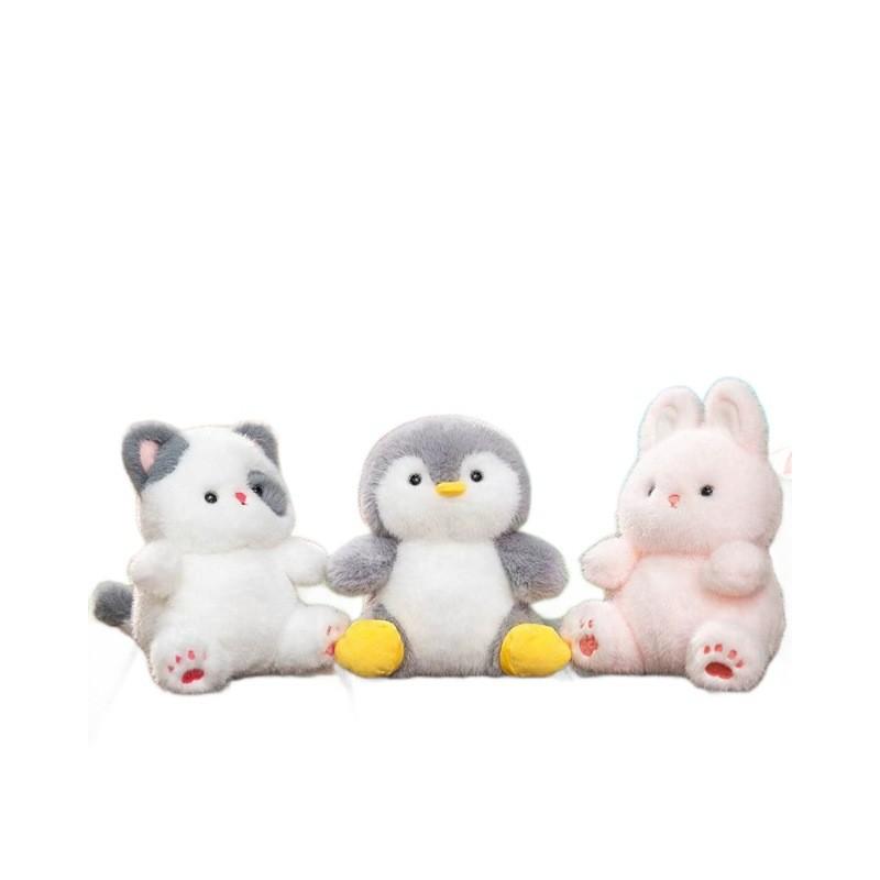 Plush Penguin Bear Rabbit Toy With Short Pile Soft Fabric For Kids And Collectors