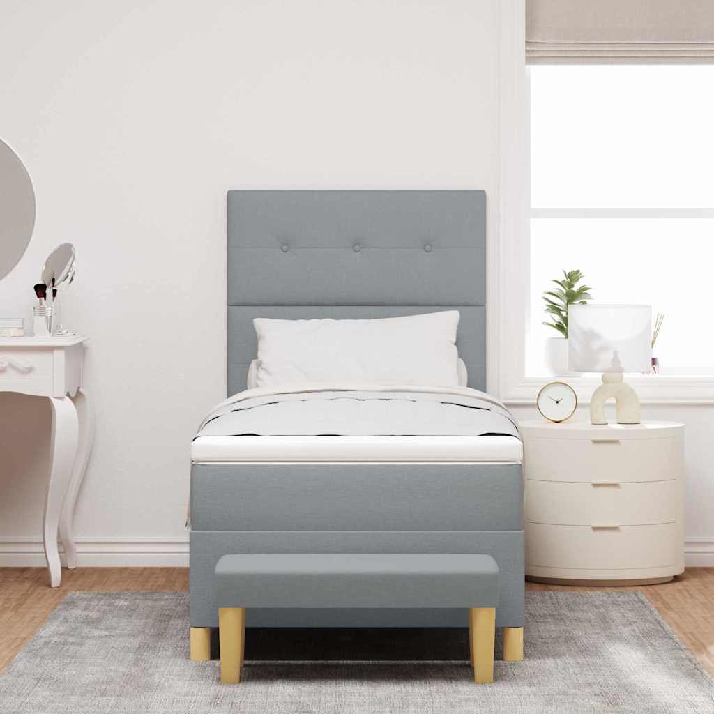 Box Spring Bed with Headboard Light Grey 200 x 80 cm Fabric