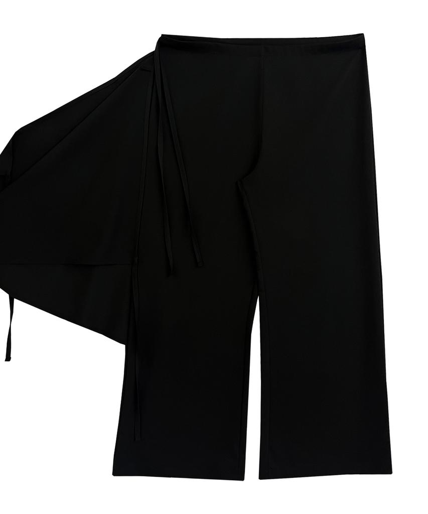Opeuntaib Skirt Layered Wide Pants (Black)
