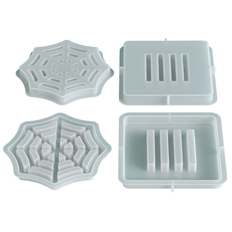 Food Grade Silicone Spiderweb Cup Mats Mold Heat Resistant Coaster Rack Mould For Halloween Home Decoration