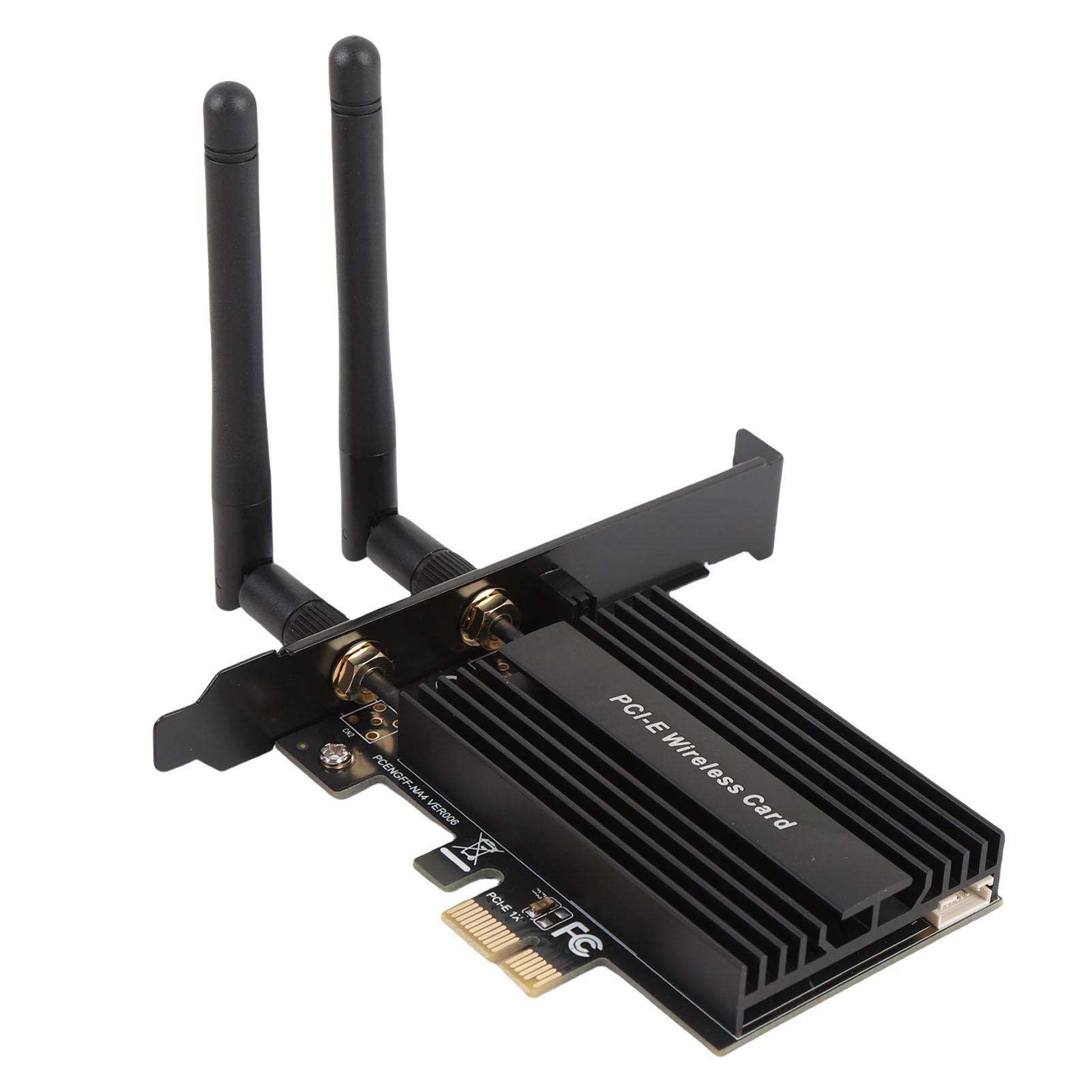 

PCI E to NGFF M.2 WiFi Wireless Module KEY E WiFi Wireless Bluetooth Adapter Card with Black Heat Sink for PC