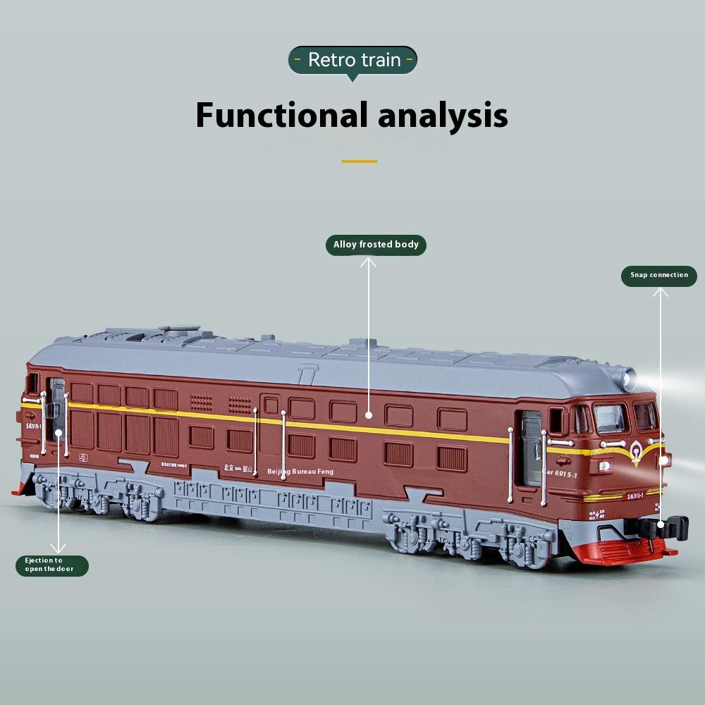 1/32 Diecast Nostalgic Steam Green Leather Train Toy Can Be Sprayed Alloy Train Children's Toy Kids Gift Birthday Present for Boys