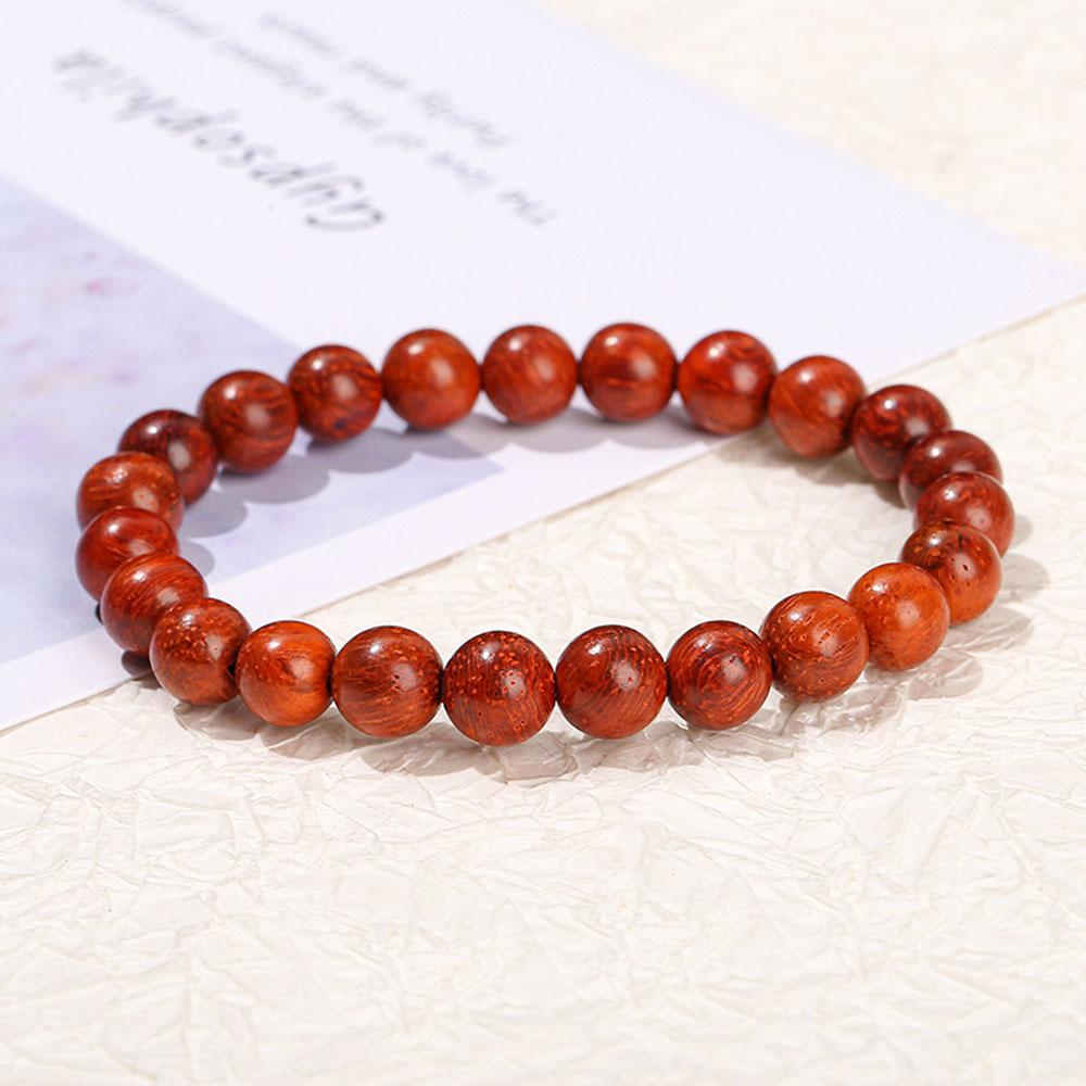 8mm Wooden Beads Bracelet Vintage Natural Wood Meditation Elastic Bracelets Women Healing Balance Ethnic Style Jewelry