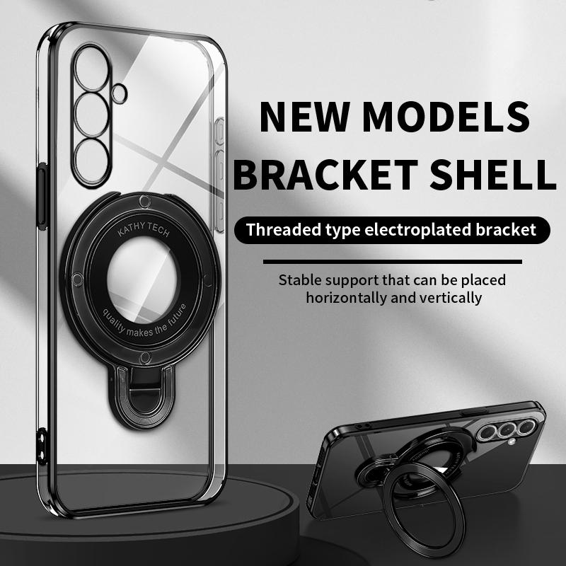 Luxury Transparent Plating Magnetic Bracket Case For Samsung A16 A06 A56 A26 A36 A55 A15 A35 A54 A24 A34 A14 A05S Stand Cover