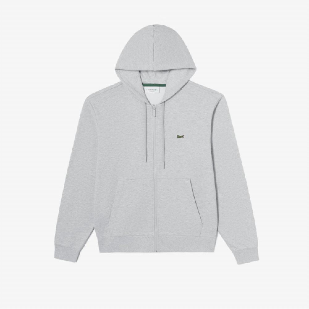 

LACOSTE Мужская базовая толстовка на молнии с капюшоном [Серый Меланж]