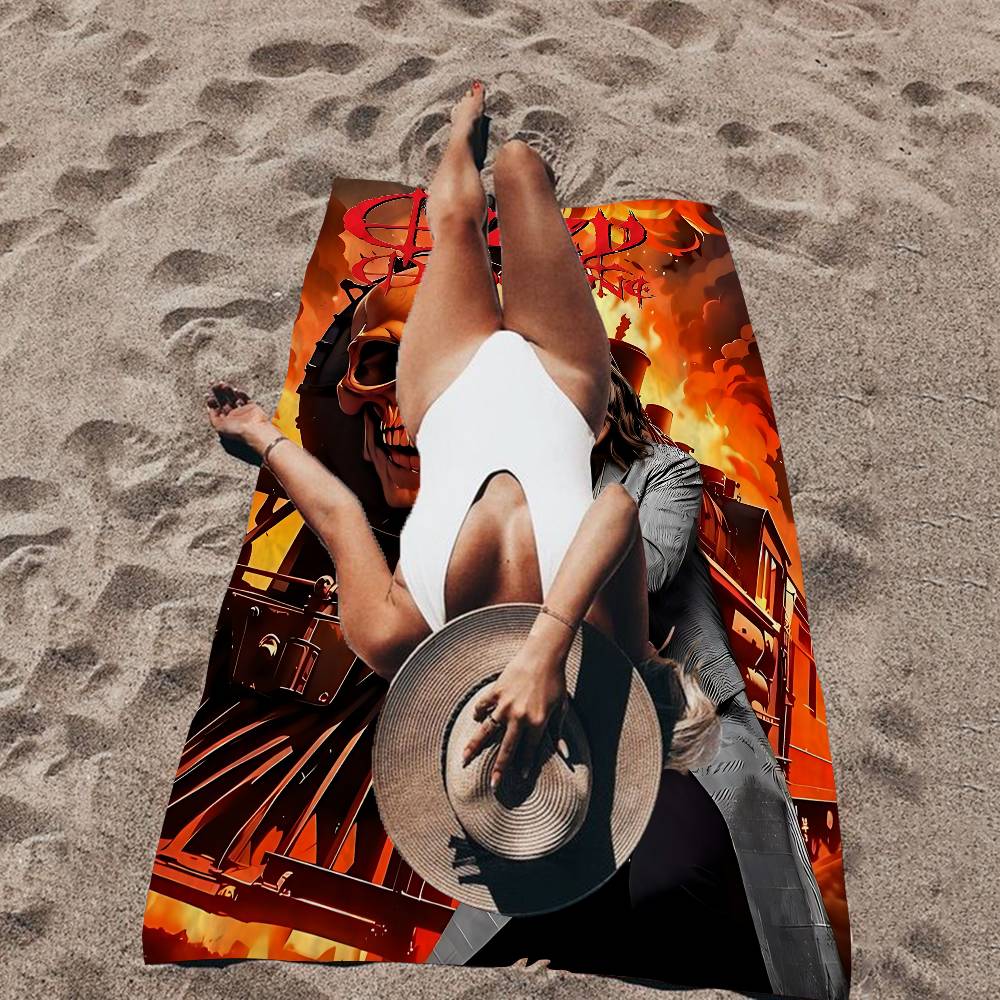 Telo da Spiaggia Stampato in Microfibra Banda Heavy Metal Rock Ozzy Osbourne Arrampicata Yoga Spiaggia Nuoto Corsa Asciugamano