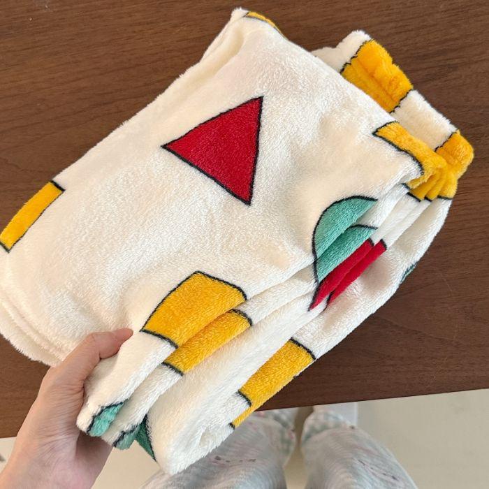 Korean Style Women's Fleece Pajama Pants - Flannel Cartoon Design for Autumn and Winter