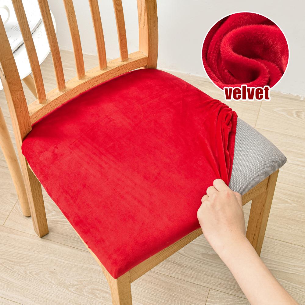 Samtstoff Super Weiches Sitzkissen Esszimmerbezüge Dehnbarer Stuhlbezug Überwürfe Hotel Bankett Wohnzimmer fundas para sillas Universal sizes