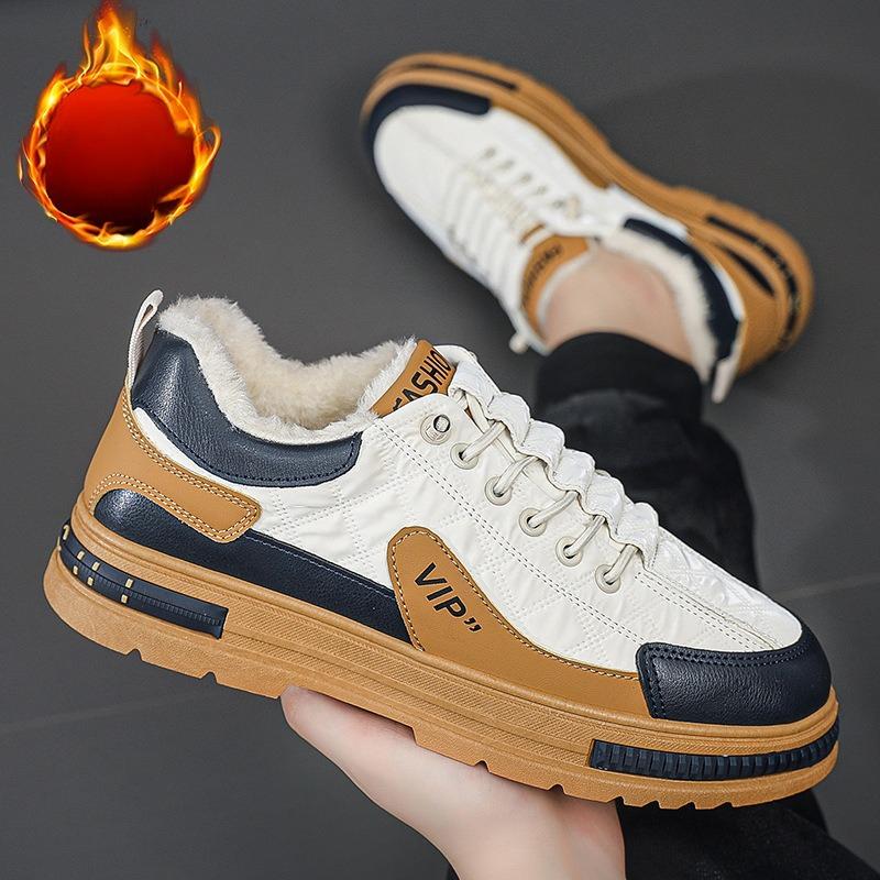 Winter Large Size Warm Men's Shoes Padded Low Top Work Boots Men's Casual Tide Shoes Sneakers Sports Cotton Shoes Comfortable Versatile Shoes