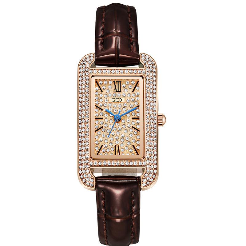 Women'S Fashion Small Square Disc Full Of Diamonds Niche Belt Gypsy Quartz Waterproof Watch