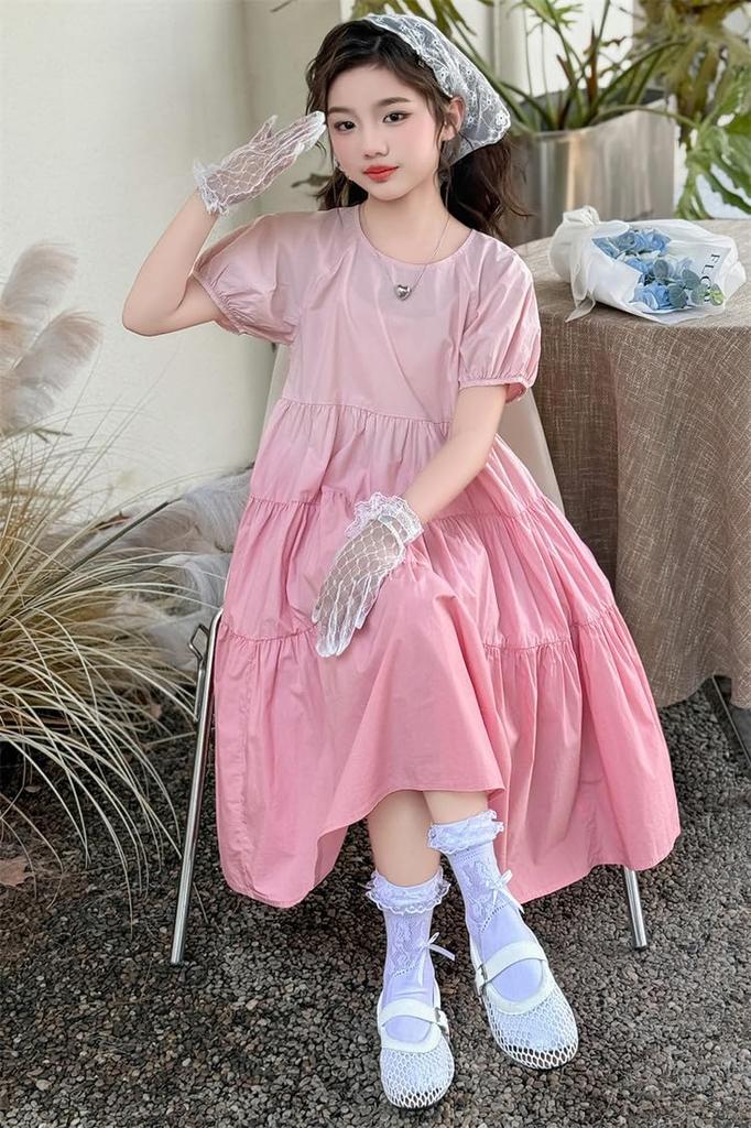 KOSIKINI Summer Casual and Everyday Cute Dress for Sizes 170 Junior Summer School Korean Korean Short Appa Girls' Dress, Wear, Girls, 120, 130, 140,