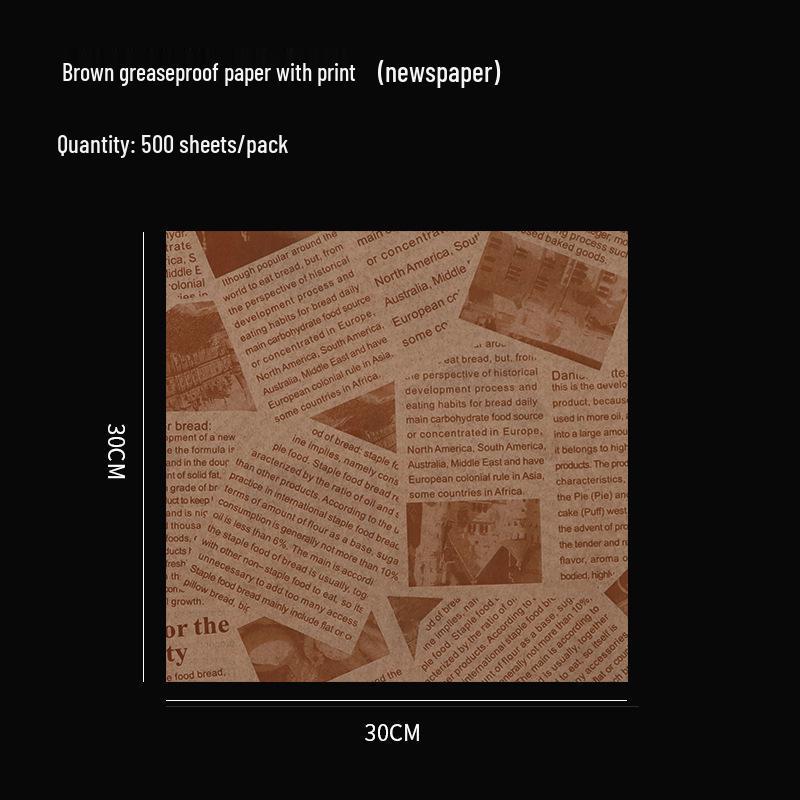 Oil-Proof Food-Grade Baking Paper: English Newspaper Design for Hamburgers and Placemat Use