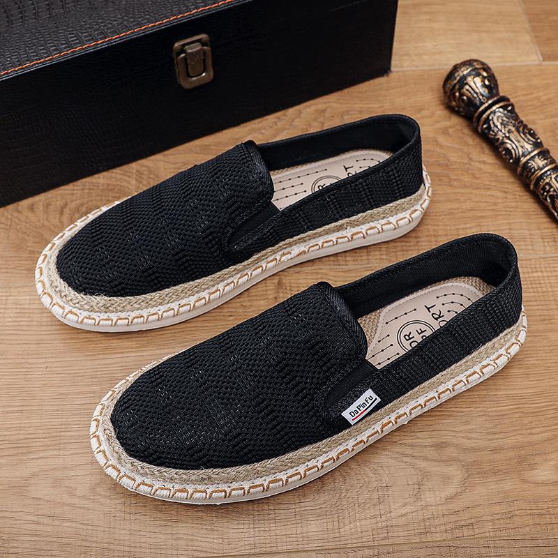 

Мужская летняя сетчатая дышащая обувь 2025 новинка, ленивые туфли рыбака на одной педали, старые пекинские тканевые туфли 39