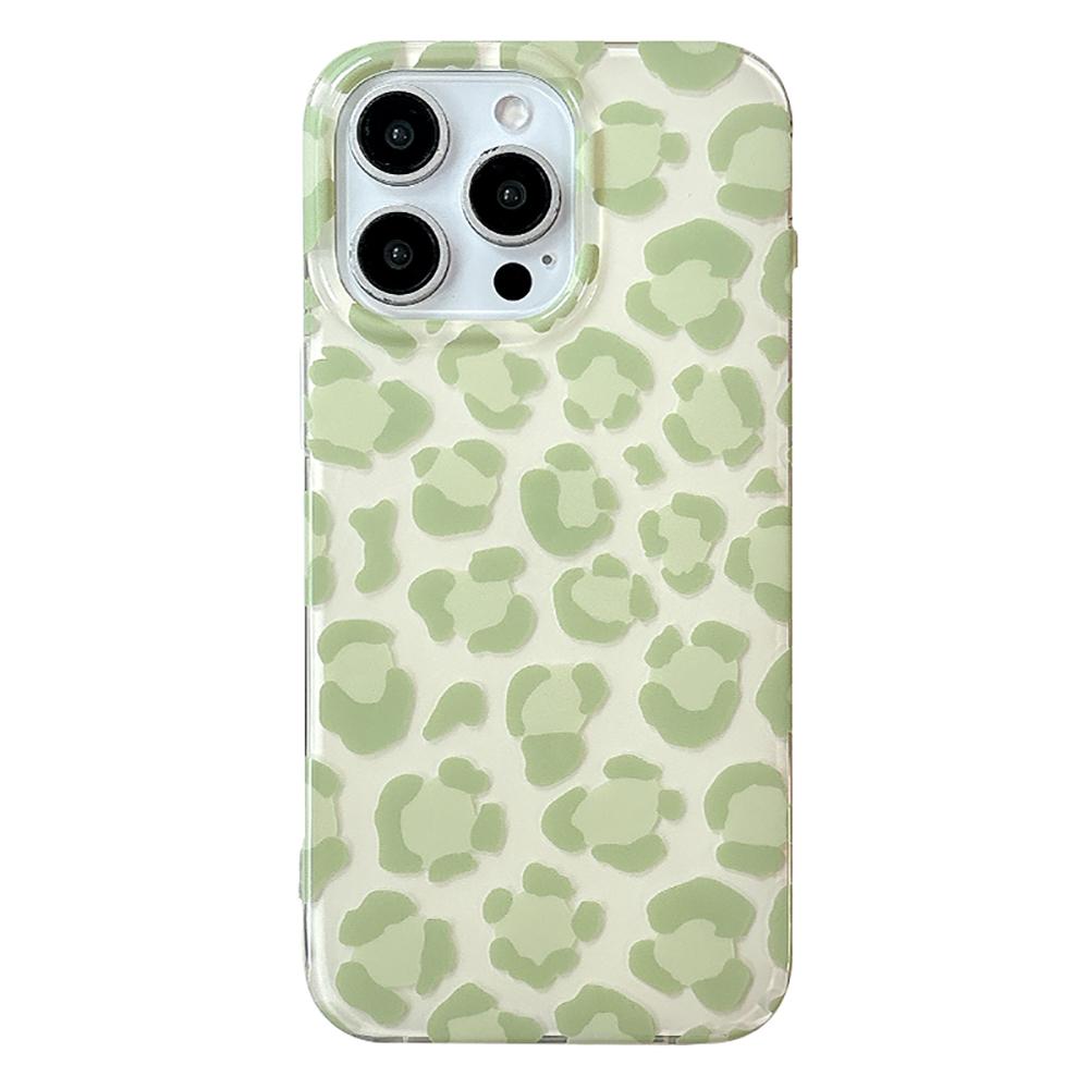 Cute Pink Leopard Print Phone Case for iPhone 17 16 15 14 Pro Max 13 16Pro 15Pro Green Leopard Stylish Lovely Soft Cover Case