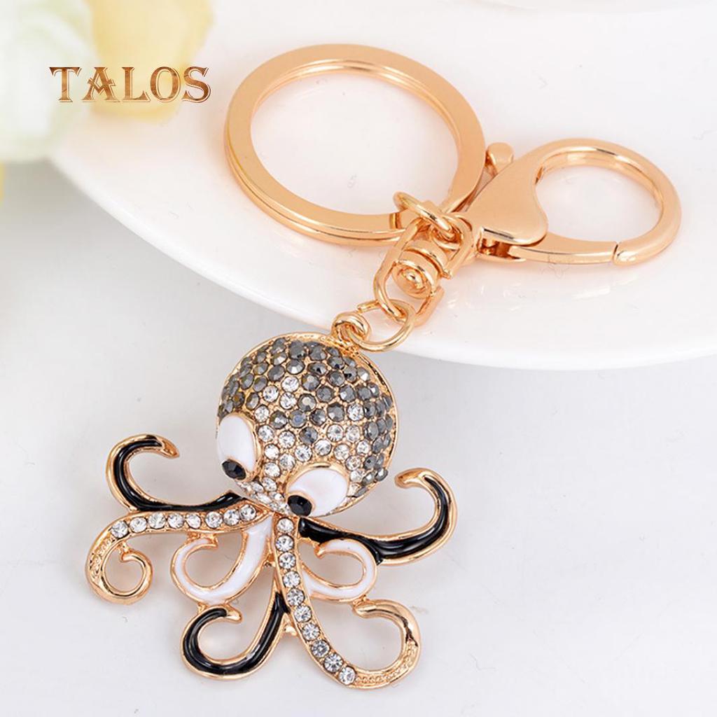 Lovely Cartoon Octopus Pendant Key Chain Keychain Ring Bag Purse Wallet Decor Suspension Trinket