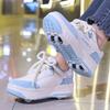 Boy's Rotating Button Four Wheel Skate Kids Shoes with Wheels Girl Skate Shoes