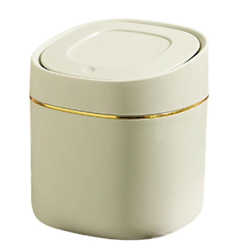 Durable Plastic Mini Waste Bin With Press Lid Design For Odor Prevention And Space Saving for Home Office Setting