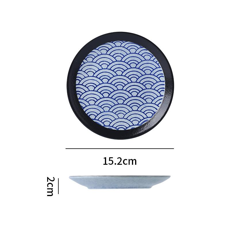 Japanese Classic Blue Pattern Tableware Hotel Style Western Food Plate Deep Plate Household High Value Shallow Plate Ceramic Disc