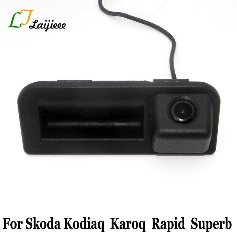 

Для Skoda Kodiaq Karoq Kamiq Rapid Superb Fabia 3 2017 2018 2019 Автомобильная камера заднего вида/автоматическая ручка багажника для парковки, вид сзади