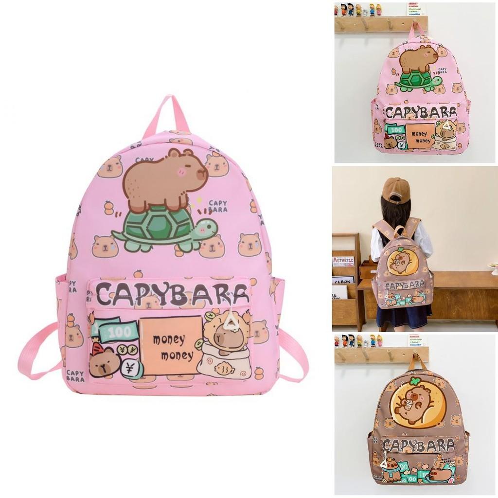 Playful Capybara Illustrations Kids Backpack Generous Size Lightweight For Small Kids