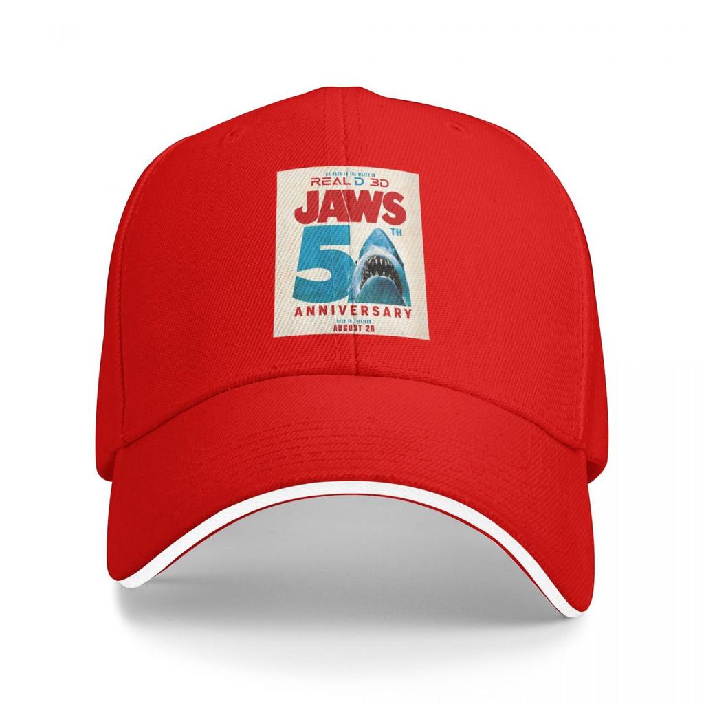 Unisex Baseball Hats Jaws 50th Anniversary Logo Movie Outdoor Streetwear Summer Sports Baseball Caps Hip Hop Cap Casquette Hats