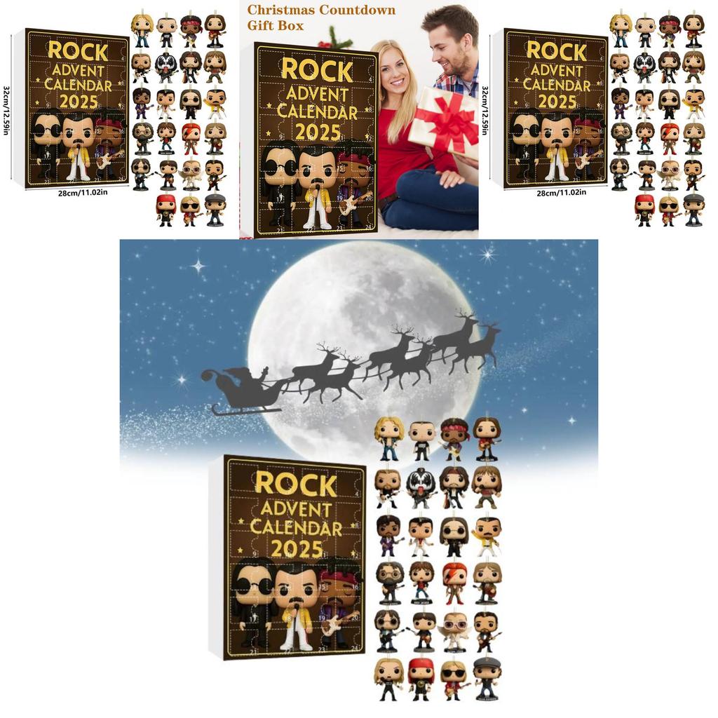 Rocková kapela Vánoční adventní kalendář s akrylovými figurkami pro sváteční výzdobu a obdarování