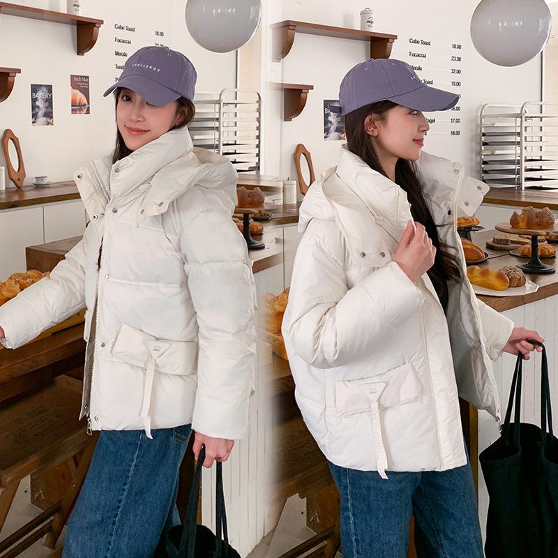 Down cotton jacket short women's 2025 new Korean version loose thickened stand-up collar bread jacket winter cotton jacket jacket
